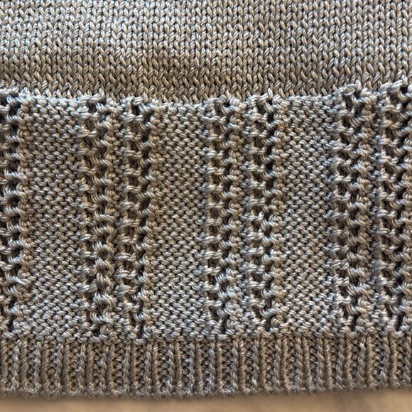 DKNY Petite Light Gray Metallic Long Sleeve Sweater with Open Knit Hem. Size S. - Picture 8 of 11